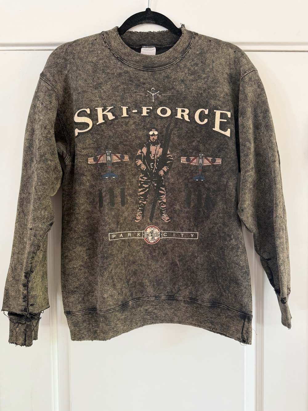 Vintage Tattered Ski Force Park City Sweatshirt - S - Picture 1 of 7